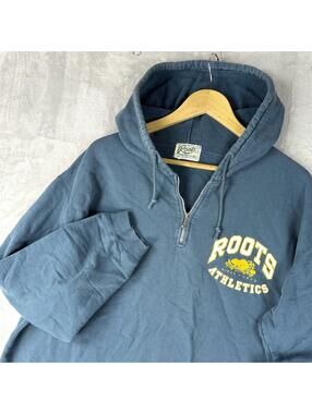 Vintage 90s Roots Canada Quarter Zip Hoodie Men's Large Green Sporting Goods Y2K